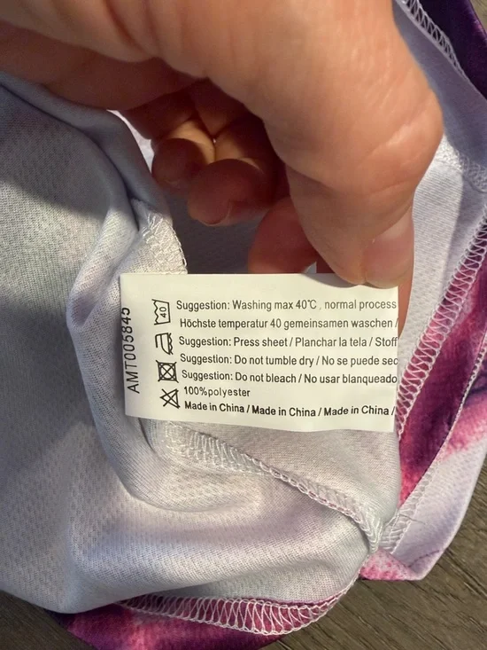 Purple Marble Print Women's Polo Top - Picture 3 of 3